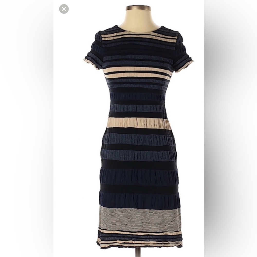 Cut25 by Yigal Azrouel Intarsia blue and cream Striped Dress XS